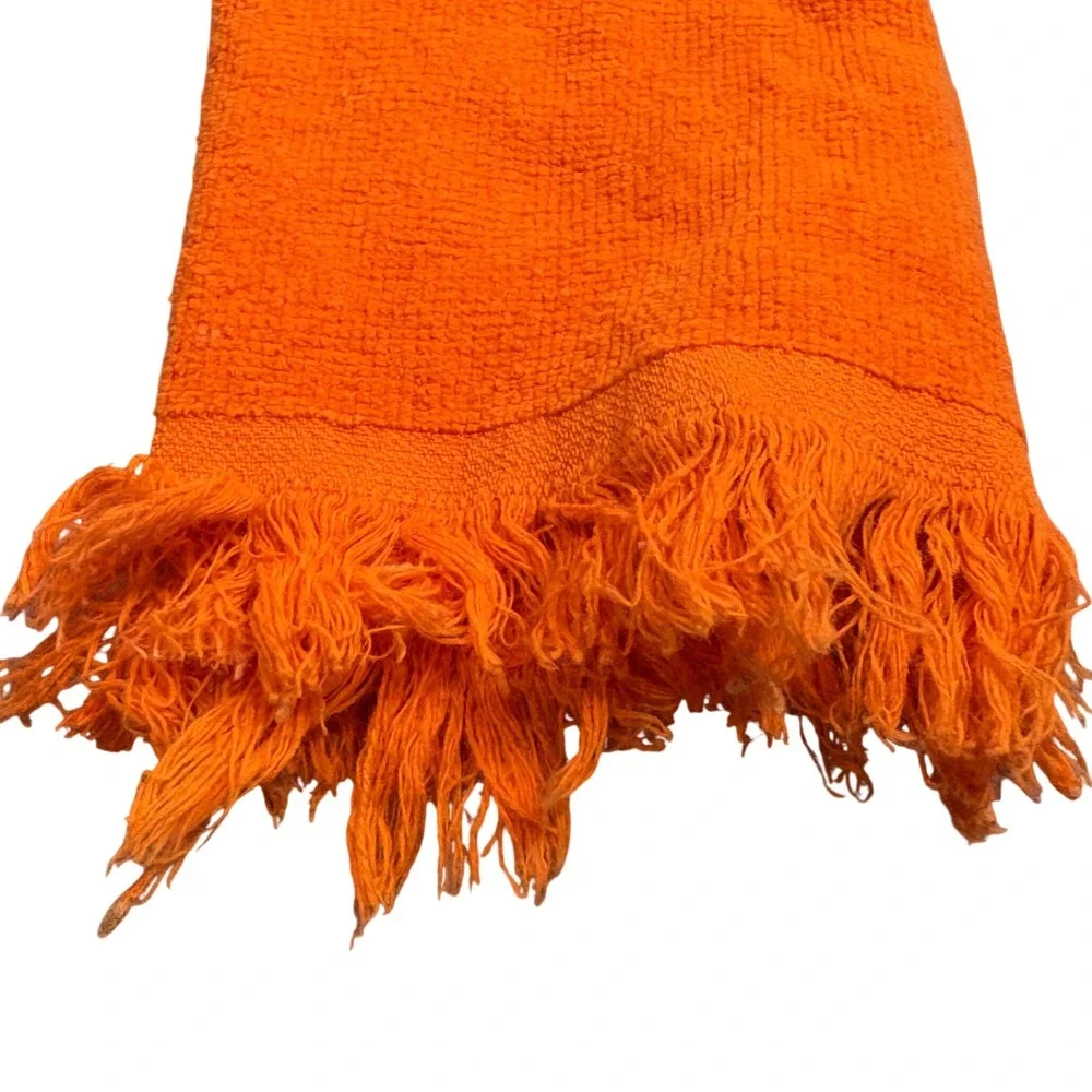 Orange Halloween Hand Towel Embroidered Dancing Skeleton Purple Top Hat Fringe